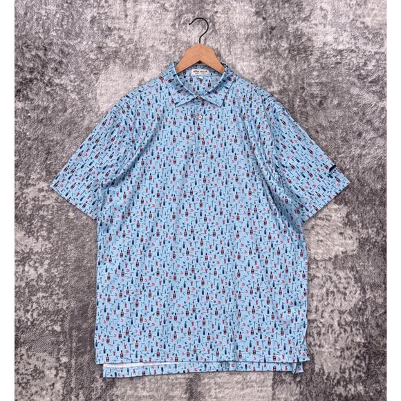 Peter Millar Summer Comfort Polo Shirt Large Men Bloody Mary Cocktail Print Golf - Picture 1 of 9